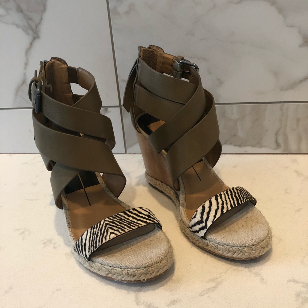 Dolce Vita wedges with zebra print toe strap